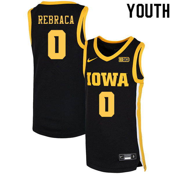 Youth #0 Filip Rebraca Iowa Hawkeyes College Basketball Jerseys Sale-Black